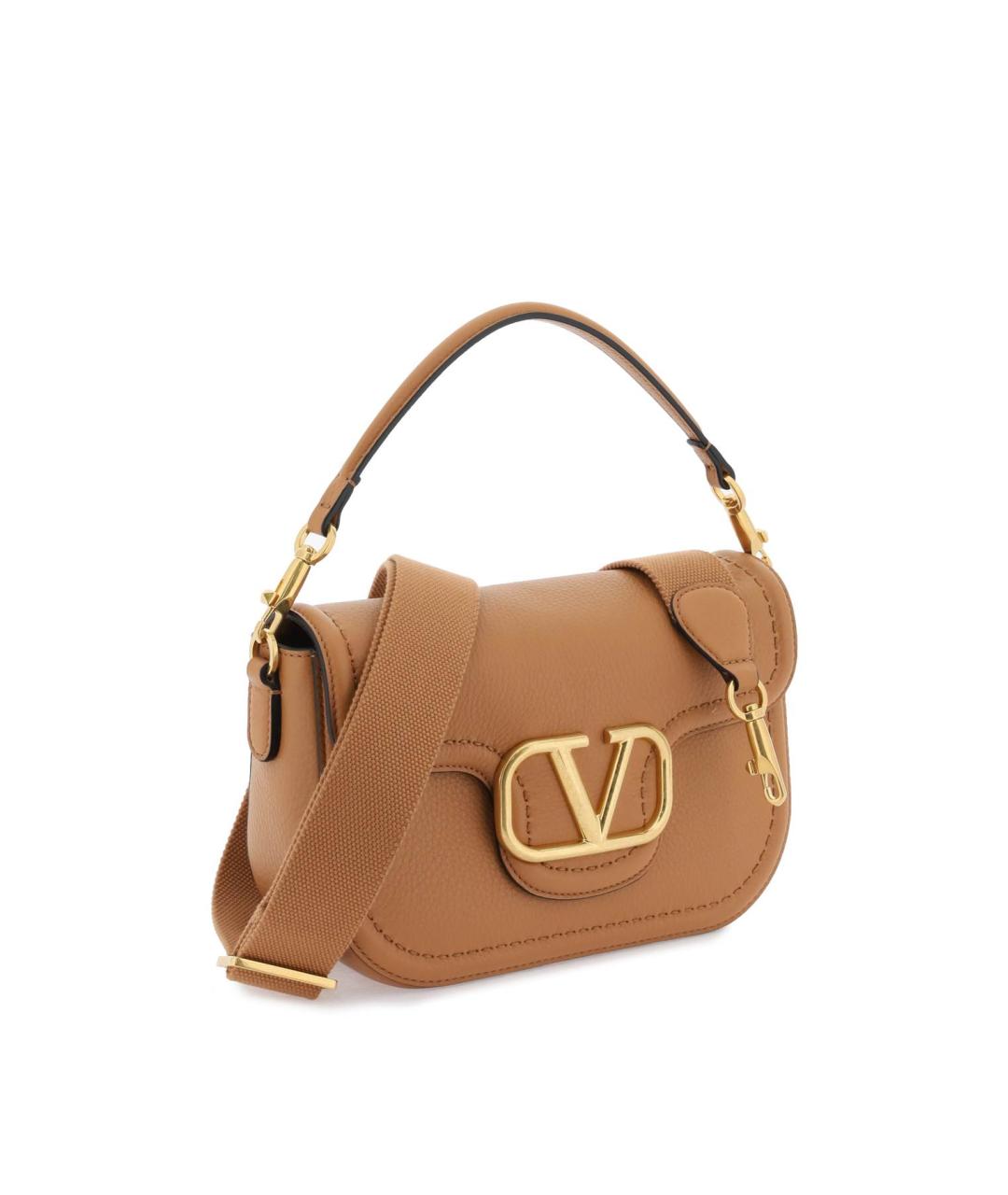 VALENTINO Бежевая кожаная сумка с короткими ручками, фото 4