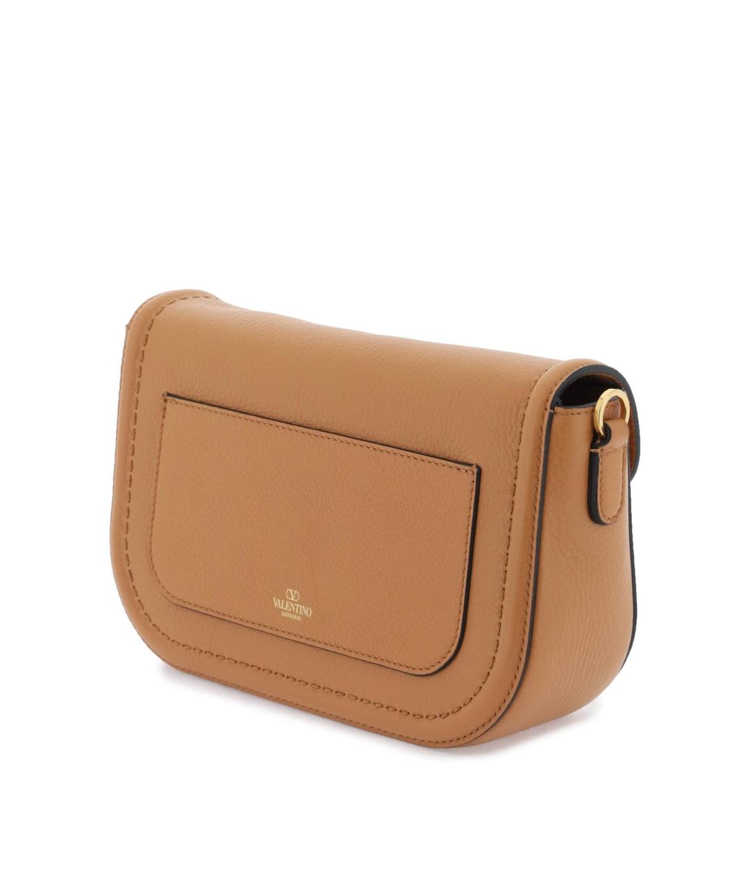 VALENTINO Бежевая кожаная сумка с короткими ручками, фото 3