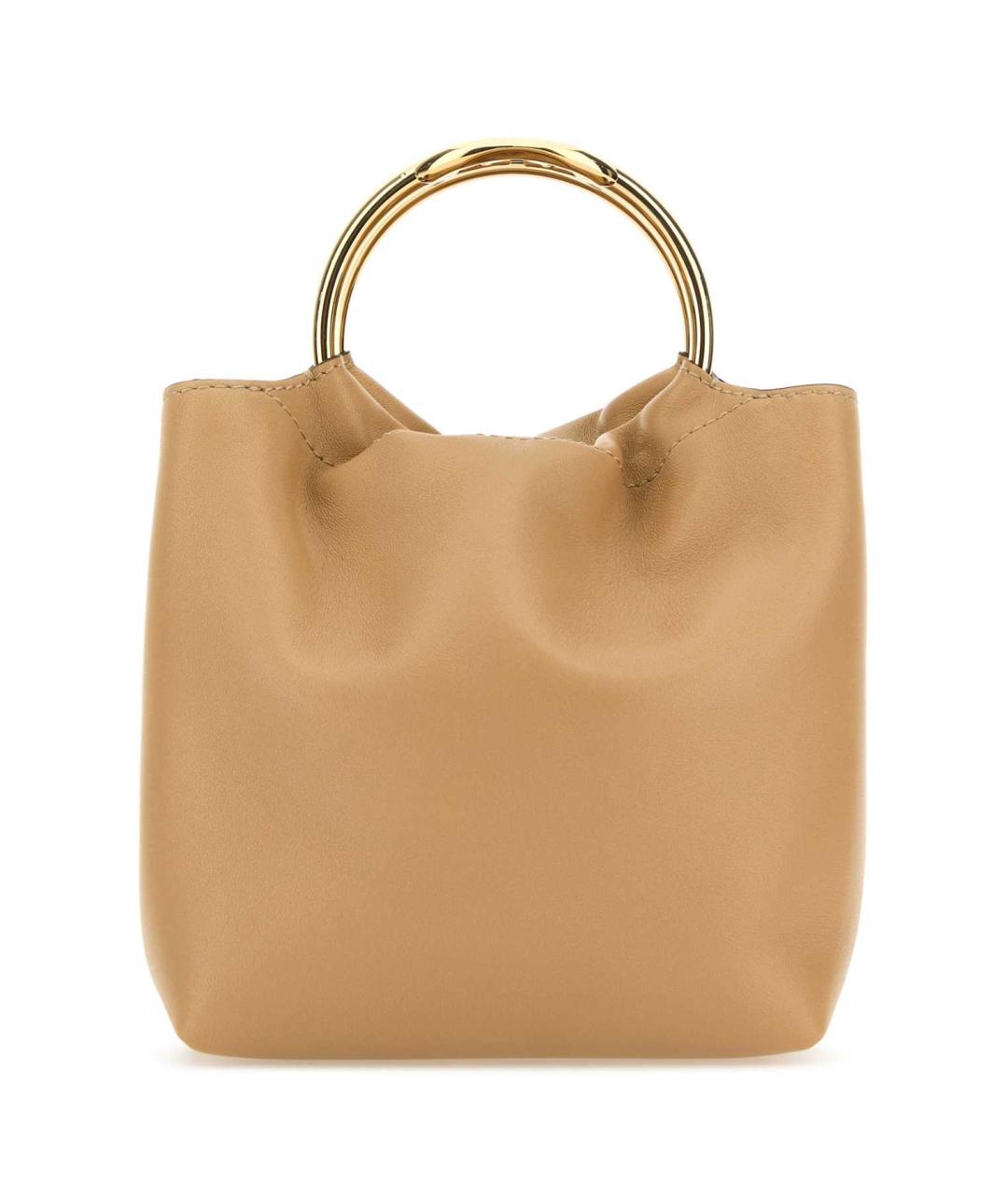 VALENTINO Бежевая кожаная сумка с короткими ручками, фото 1
