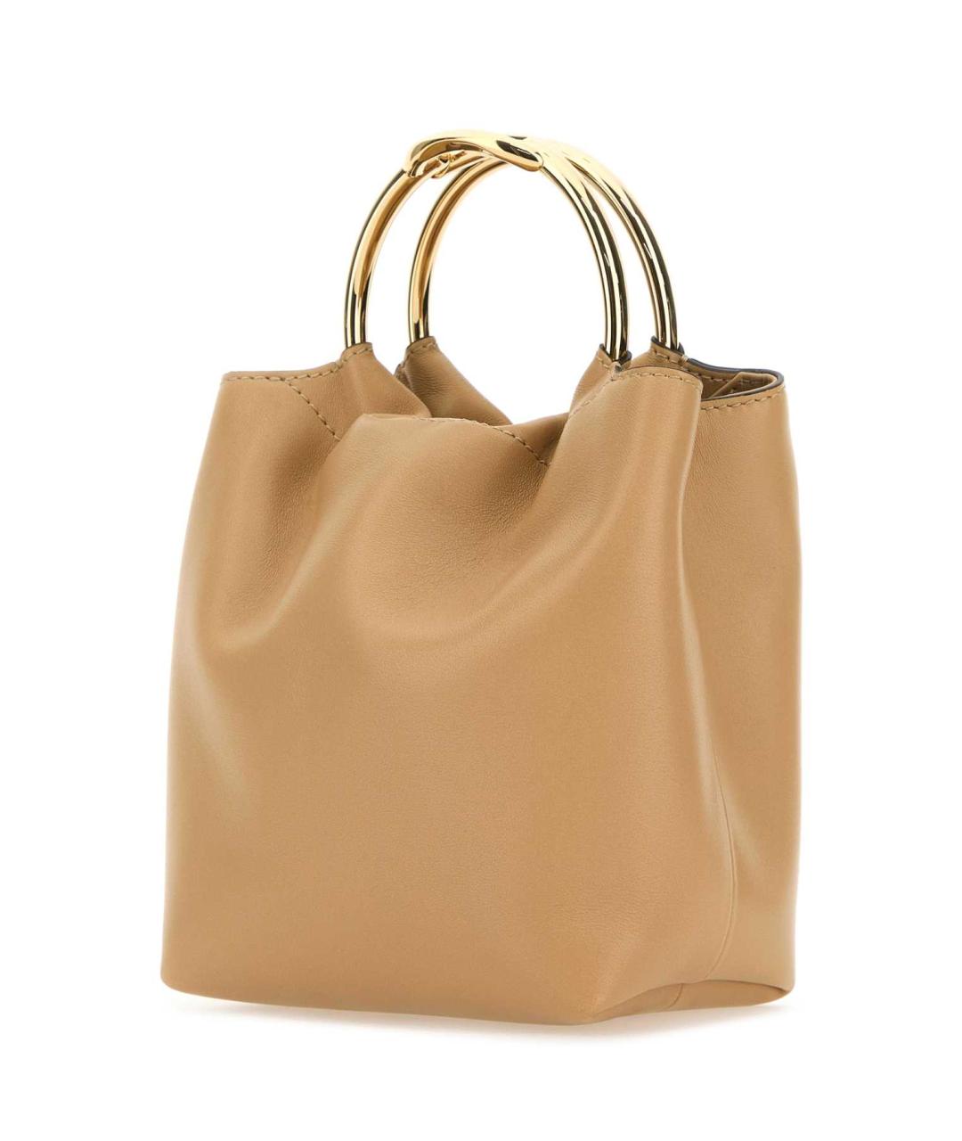 VALENTINO Бежевая кожаная сумка с короткими ручками, фото 2