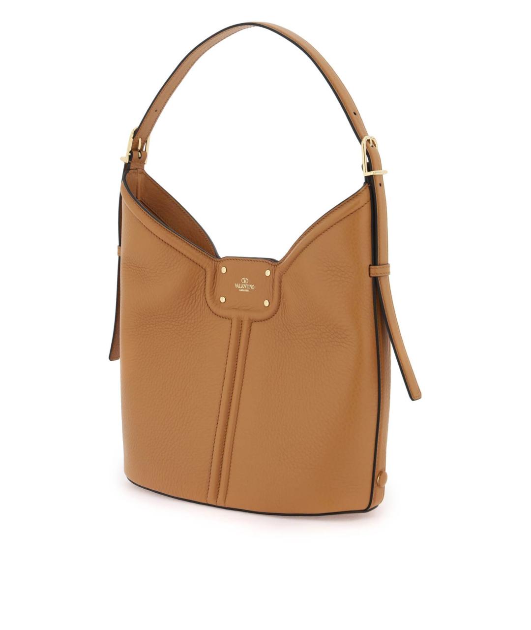 VALENTINO Коричневая кожаная сумка с короткими ручками, фото 3