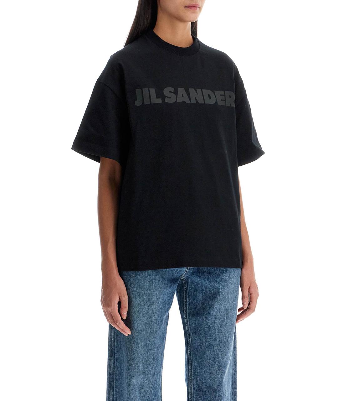 JIL SANDER Черная хлопковая футболка, фото 2