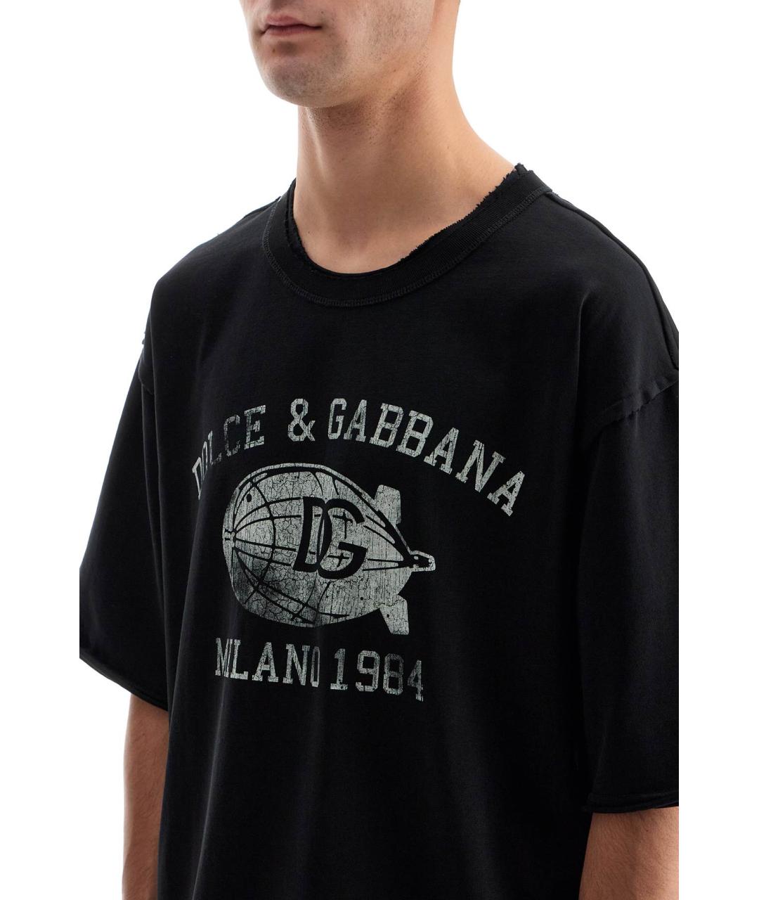 DOLCE&GABBANA Черная хлопковая футболка, фото 4