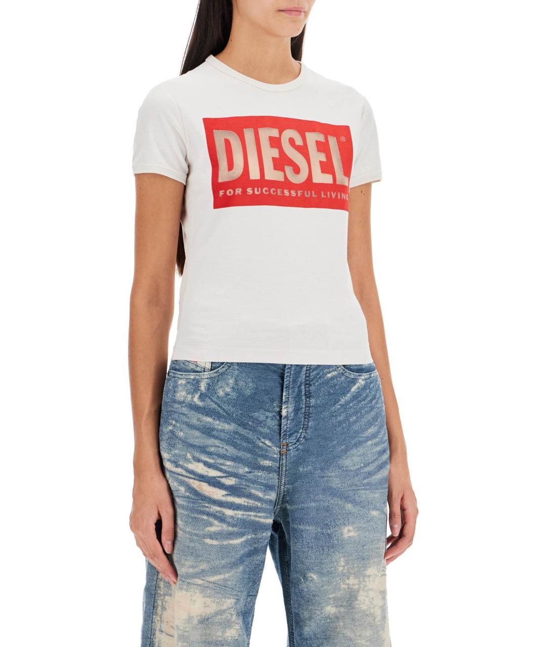 DIESEL Белая хлопковая футболка, фото 2