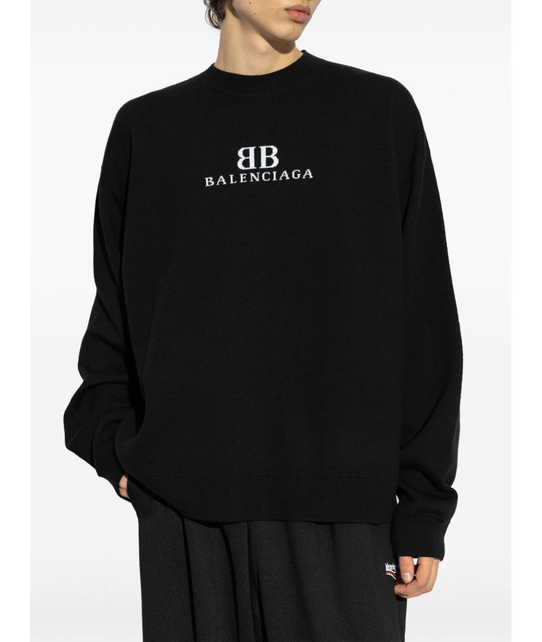 BALENCIAGA Черный шерстяной джемпер / свитер, фото 3