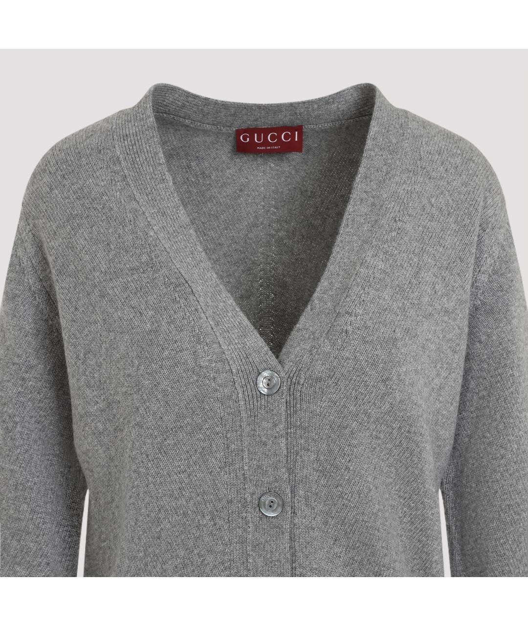 GUCCI Серый шерстяной кардиган, фото 5