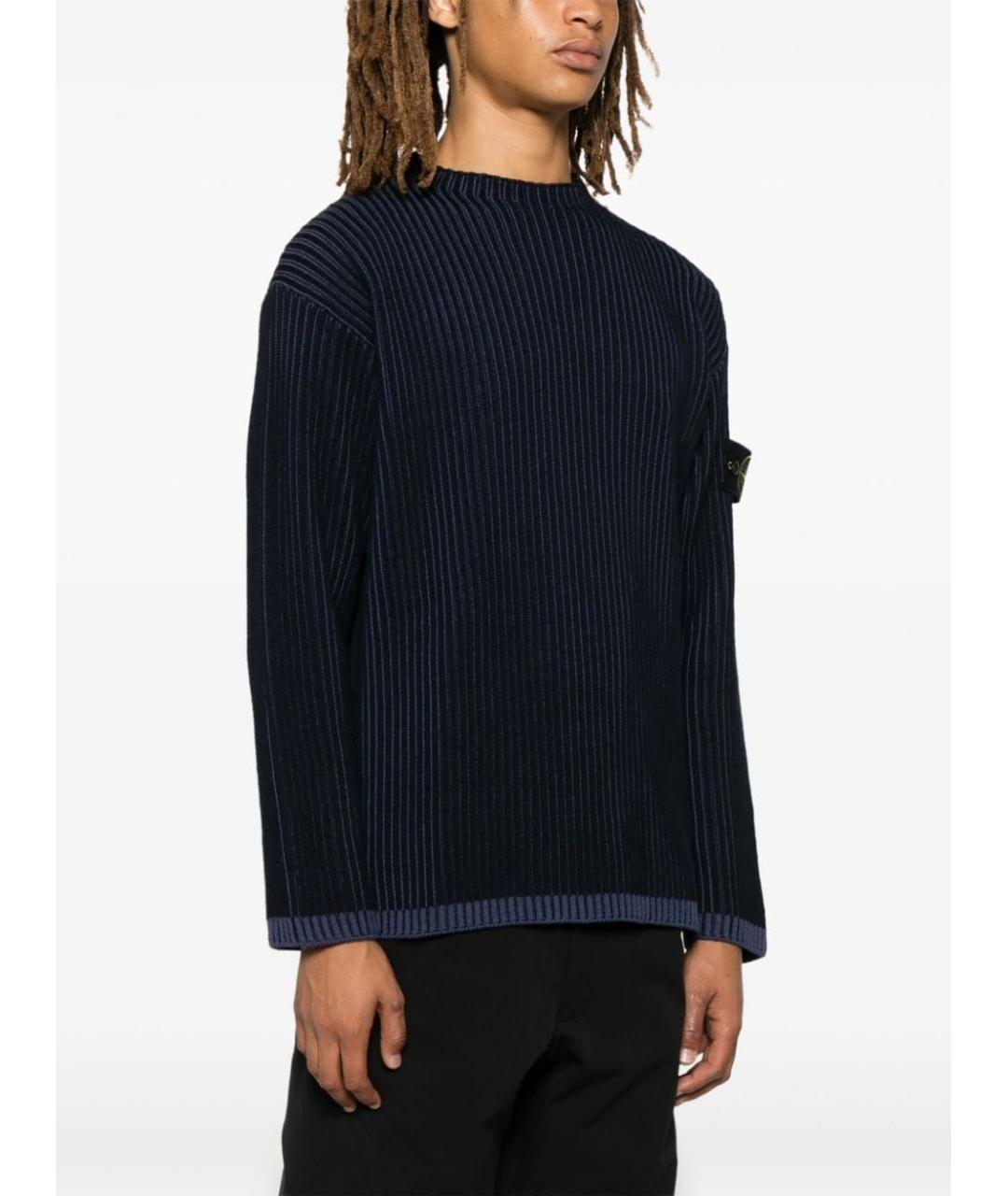 STONE ISLAND Темно-синий шерстяной джемпер / свитер, фото 3