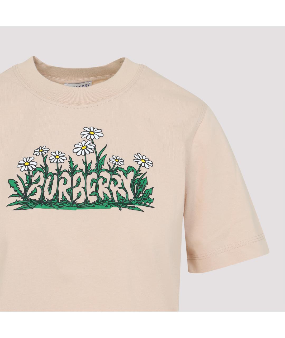 BURBERRY Бежевая хлопковая футболка, фото 4