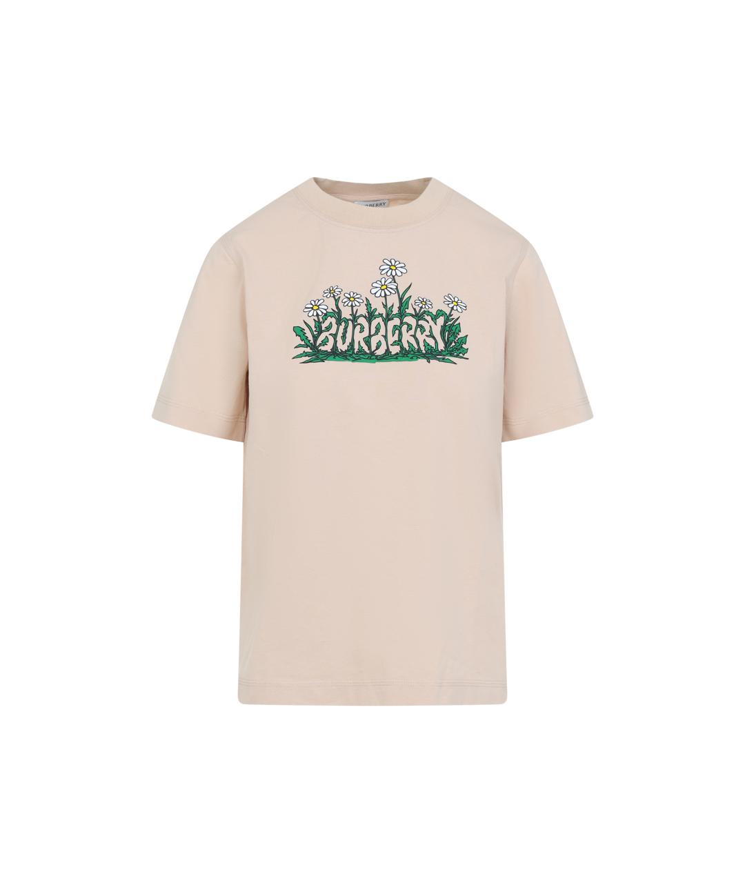 BURBERRY Бежевая хлопковая футболка, фото 1