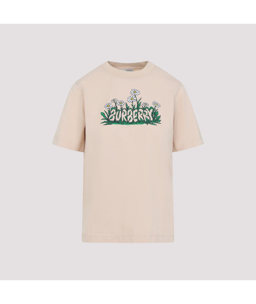 BURBERRY Бежевая хлопковая футболка, фото 2