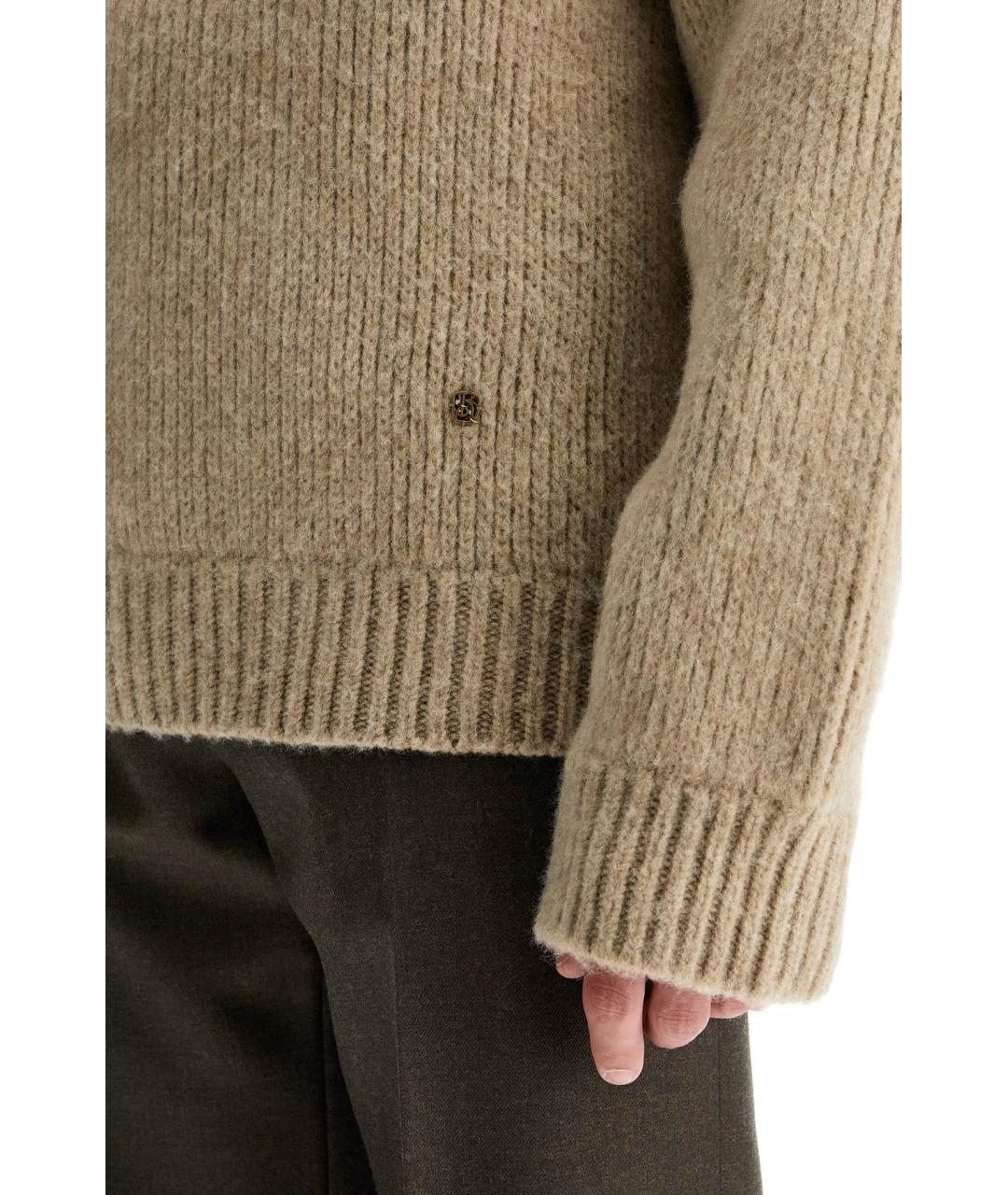 BURBERRY Бежевый шерстяной джемпер / свитер, фото 4