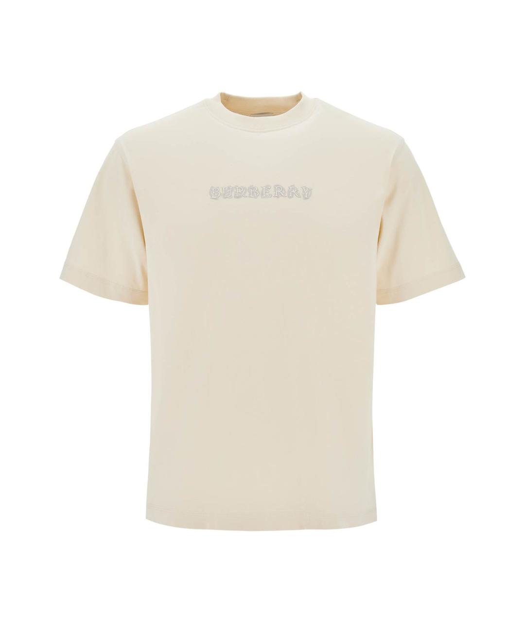 BURBERRY Бежевая хлопковая футболка, фото 1