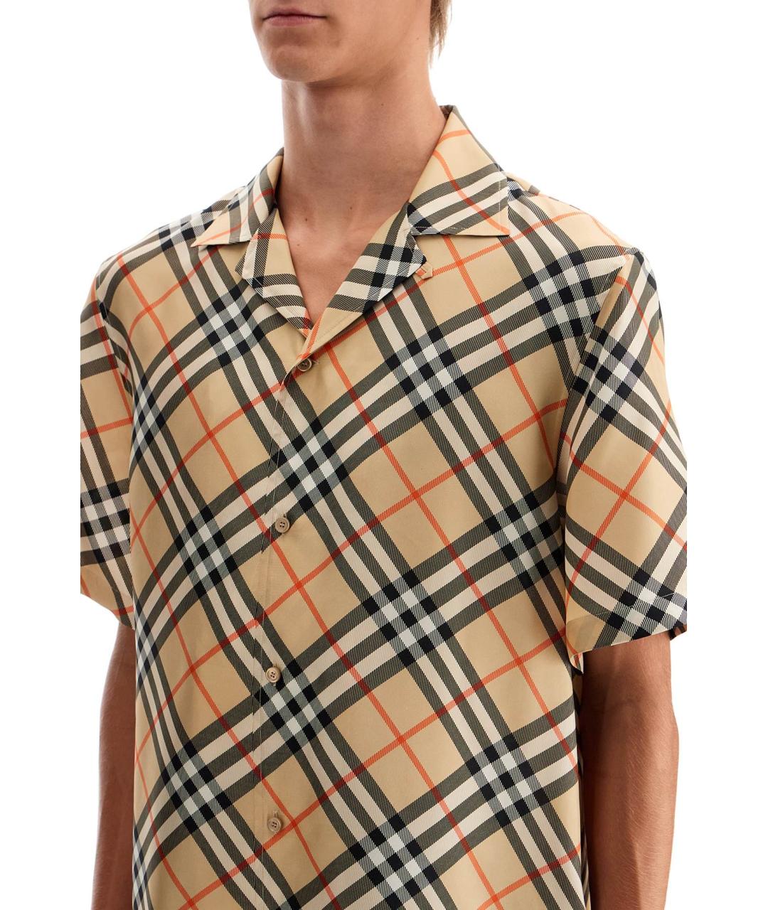 BURBERRY Бежевая шелковая рубашка, фото 4