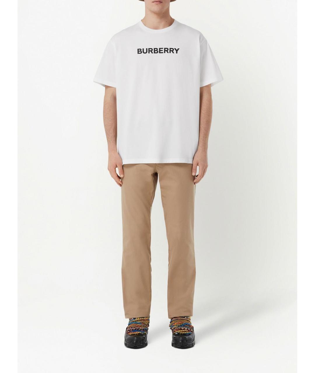 BURBERRY Белая хлопковая футболка, фото 5