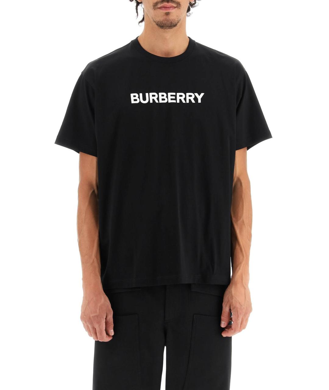 BURBERRY Черная хлопковая футболка, фото 2