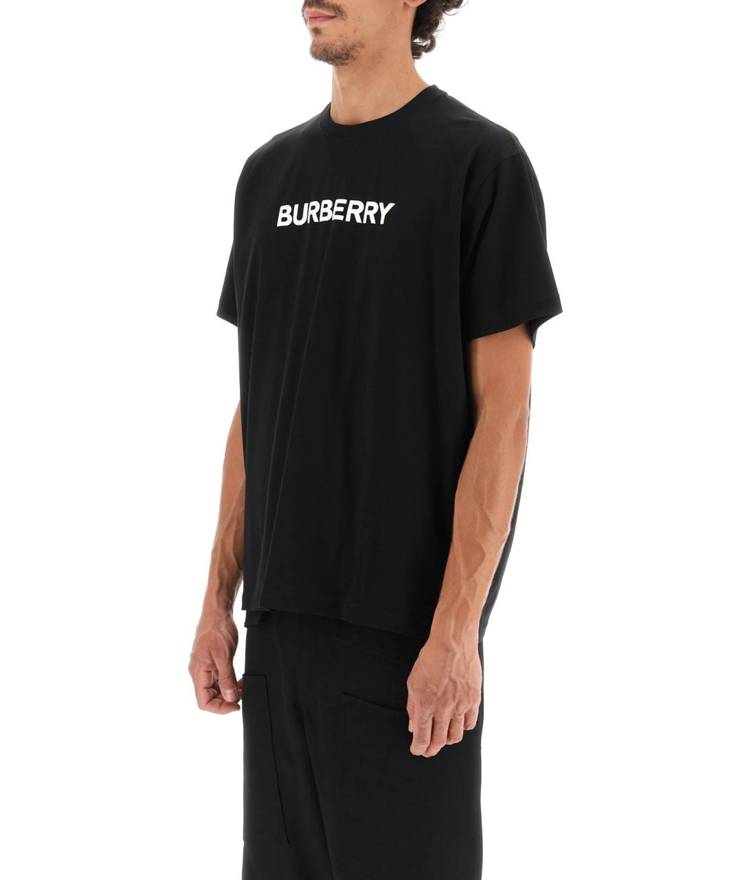 BURBERRY Черная хлопковая футболка, фото 4