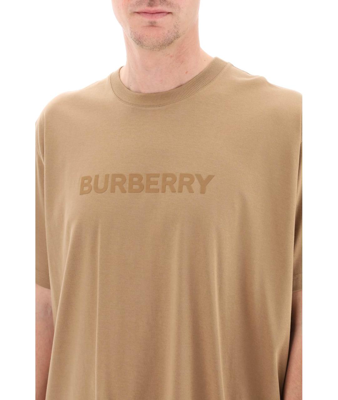 BURBERRY Бежевая хлопковая футболка, фото 4