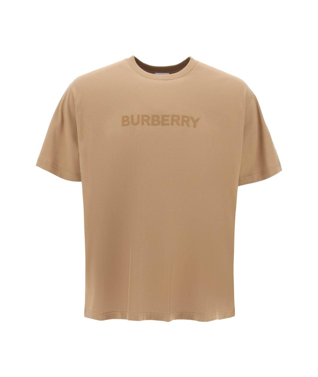 BURBERRY Бежевая хлопковая футболка, фото 1