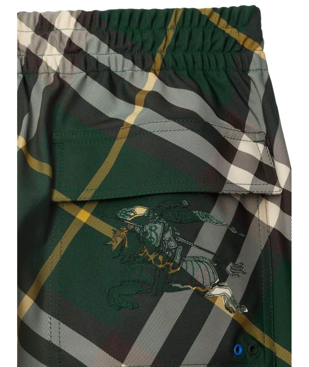 BURBERRY Зеленые полиэстеровые прямые брюки, фото 3