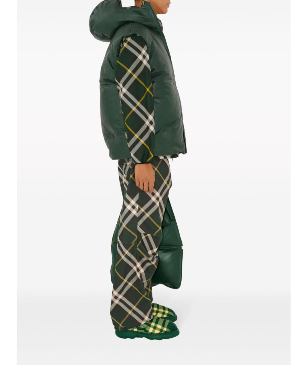 BURBERRY Зеленые полиэстеровые прямые брюки, фото 5