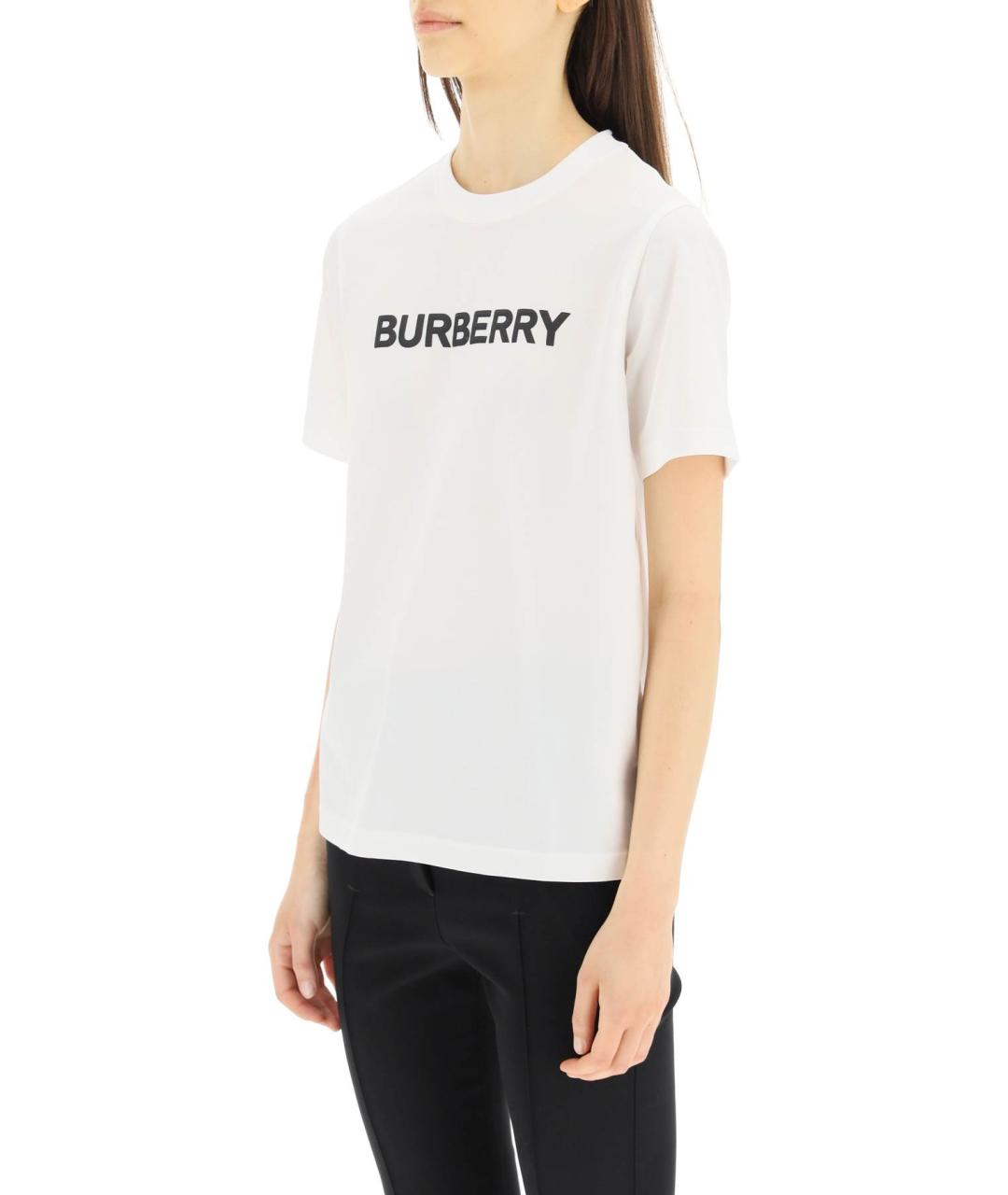 BURBERRY Белая хлопковая футболка, фото 4