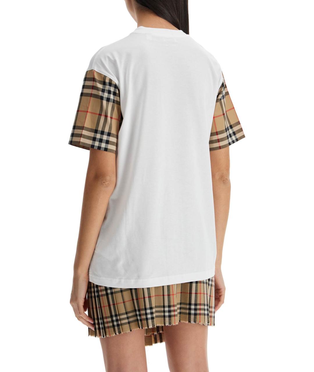 BURBERRY Белая хлопковая футболка, фото 3