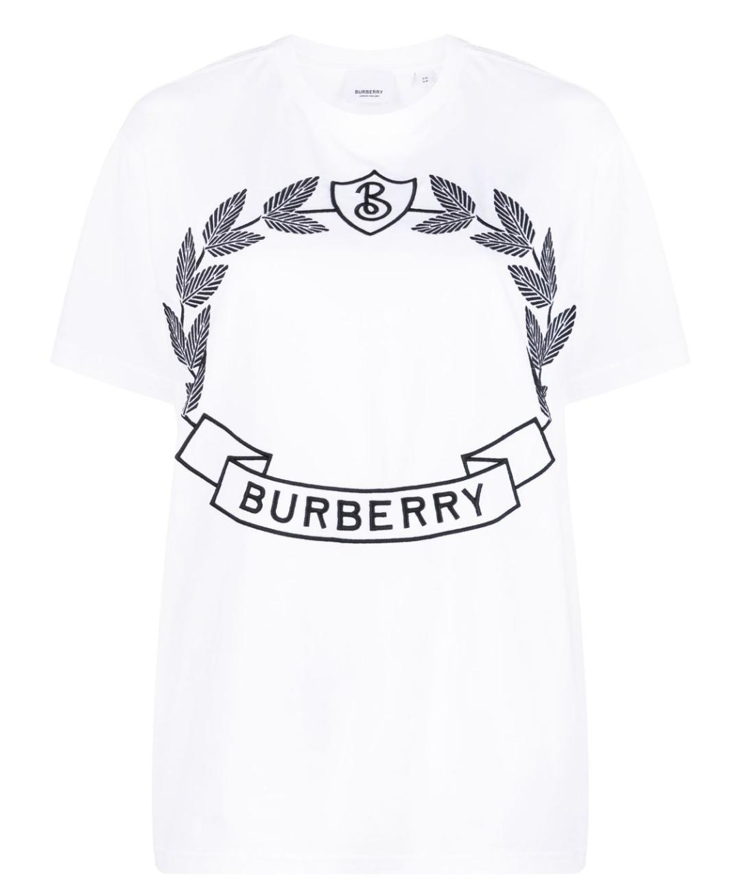 BURBERRY Белая хлопковая футболка, фото 1