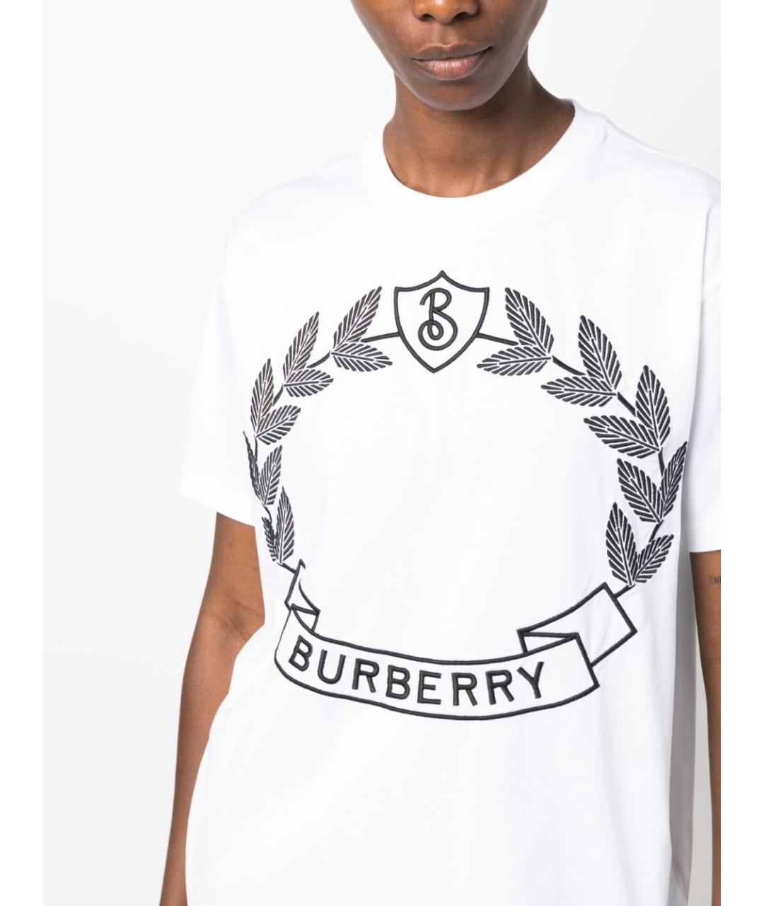 BURBERRY Белая хлопковая футболка, фото 2