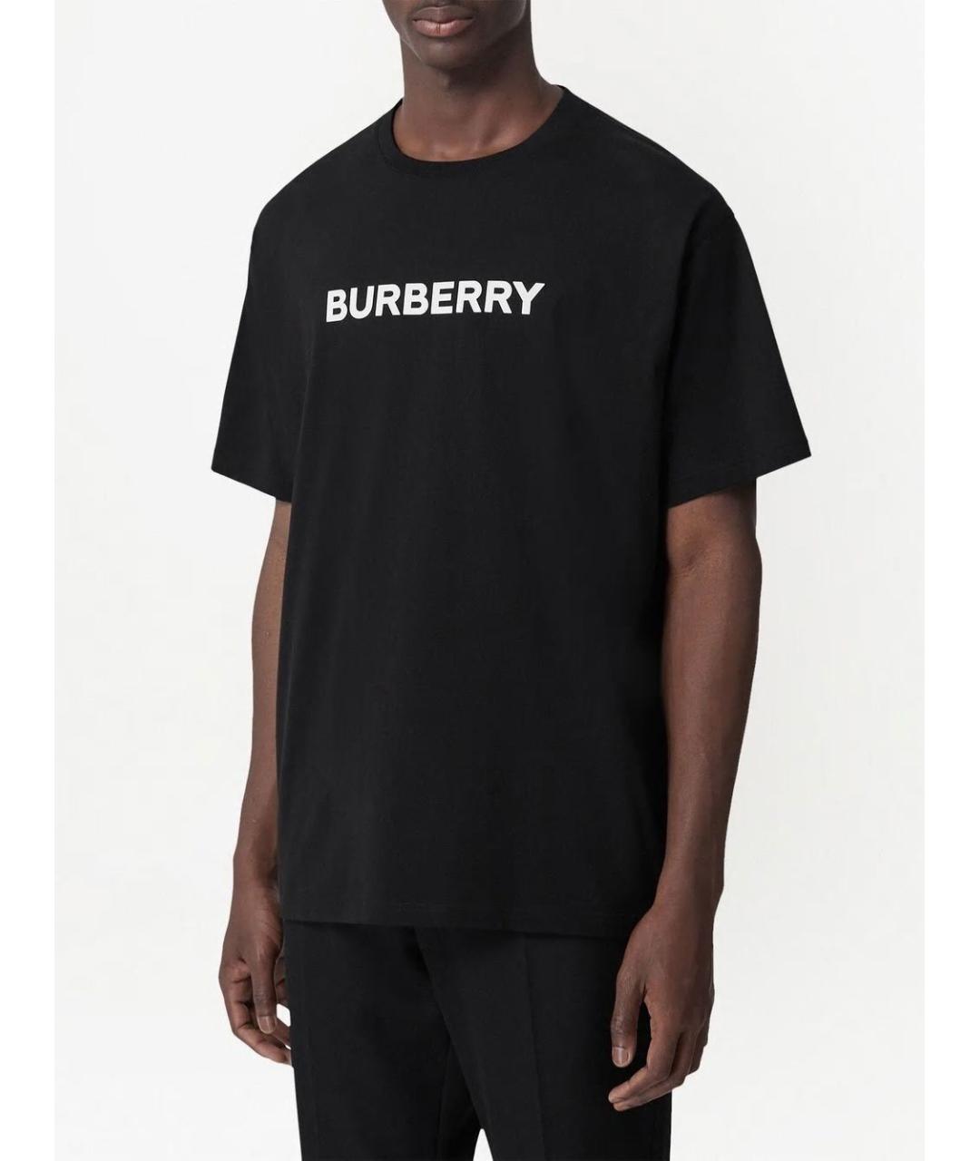 BURBERRY Черная хлопковая футболка, фото 3