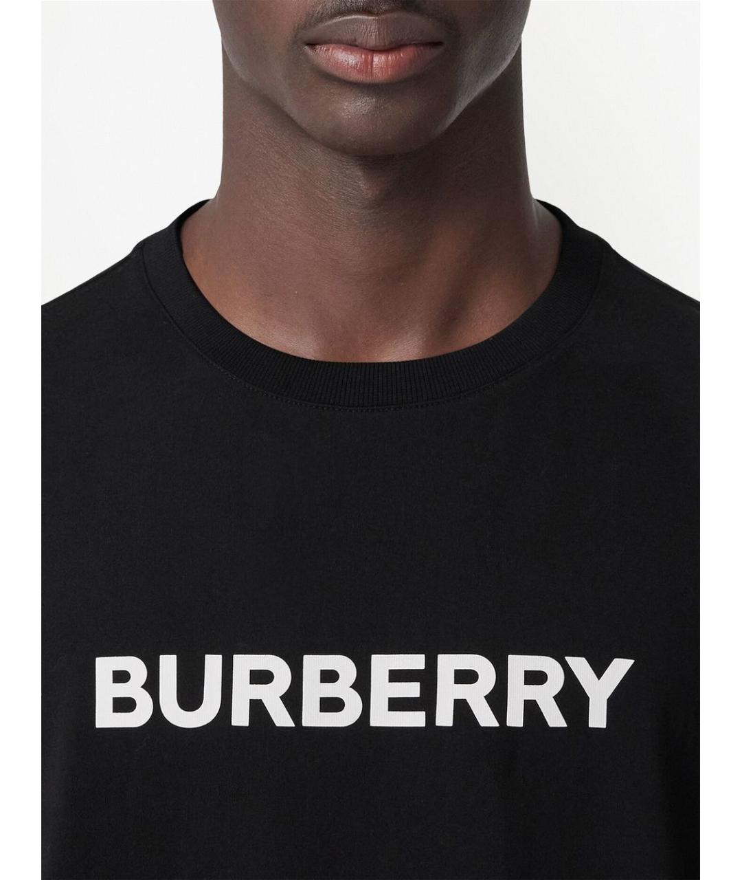 BURBERRY Черная хлопковая футболка, фото 5