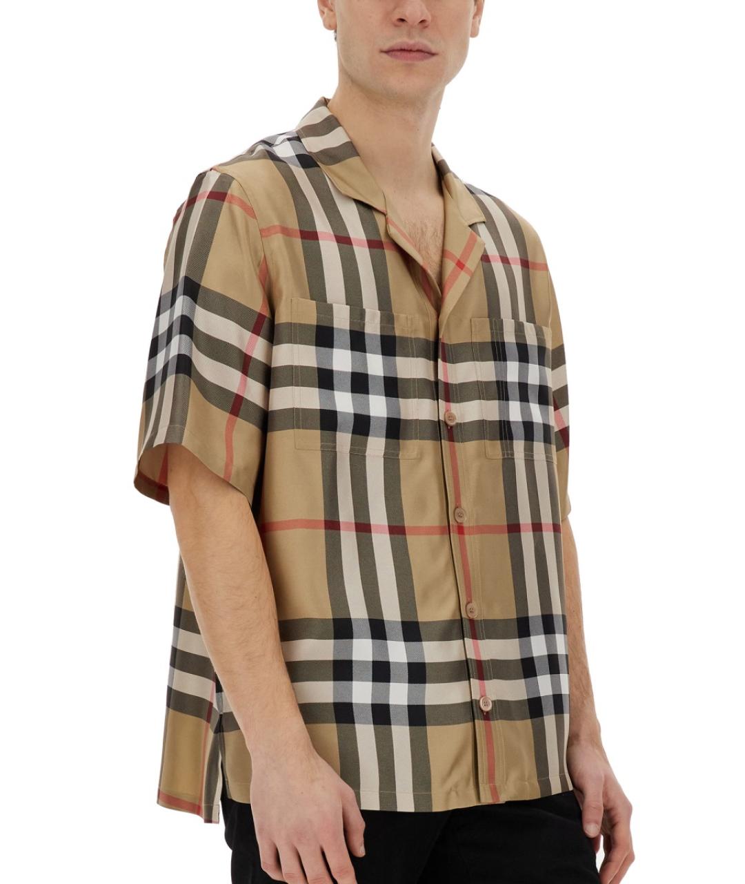 BURBERRY Бежевая шелковая рубашка, фото 4