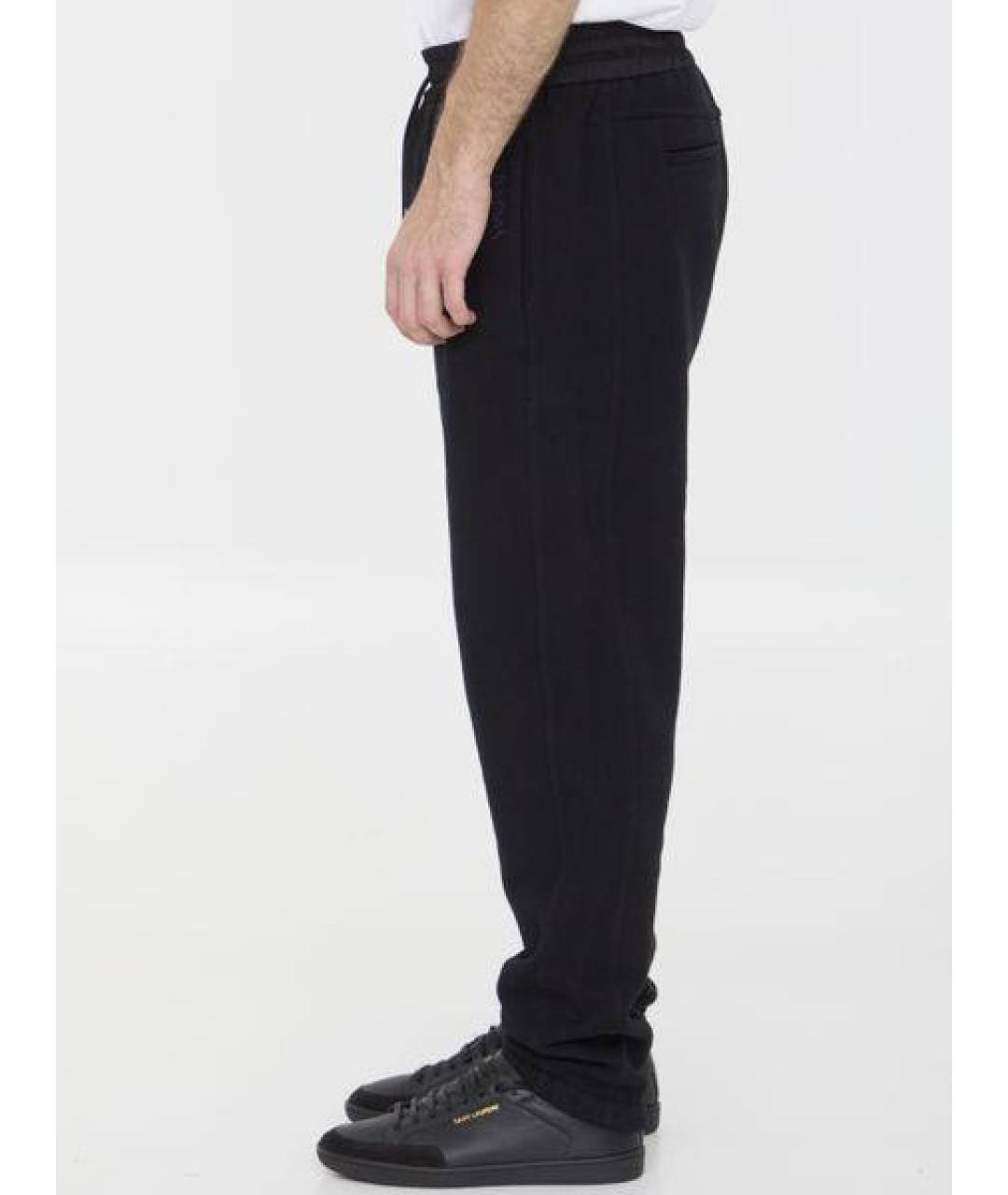 SAINT LAURENT Черные хлопковые повседневные брюки, фото 4