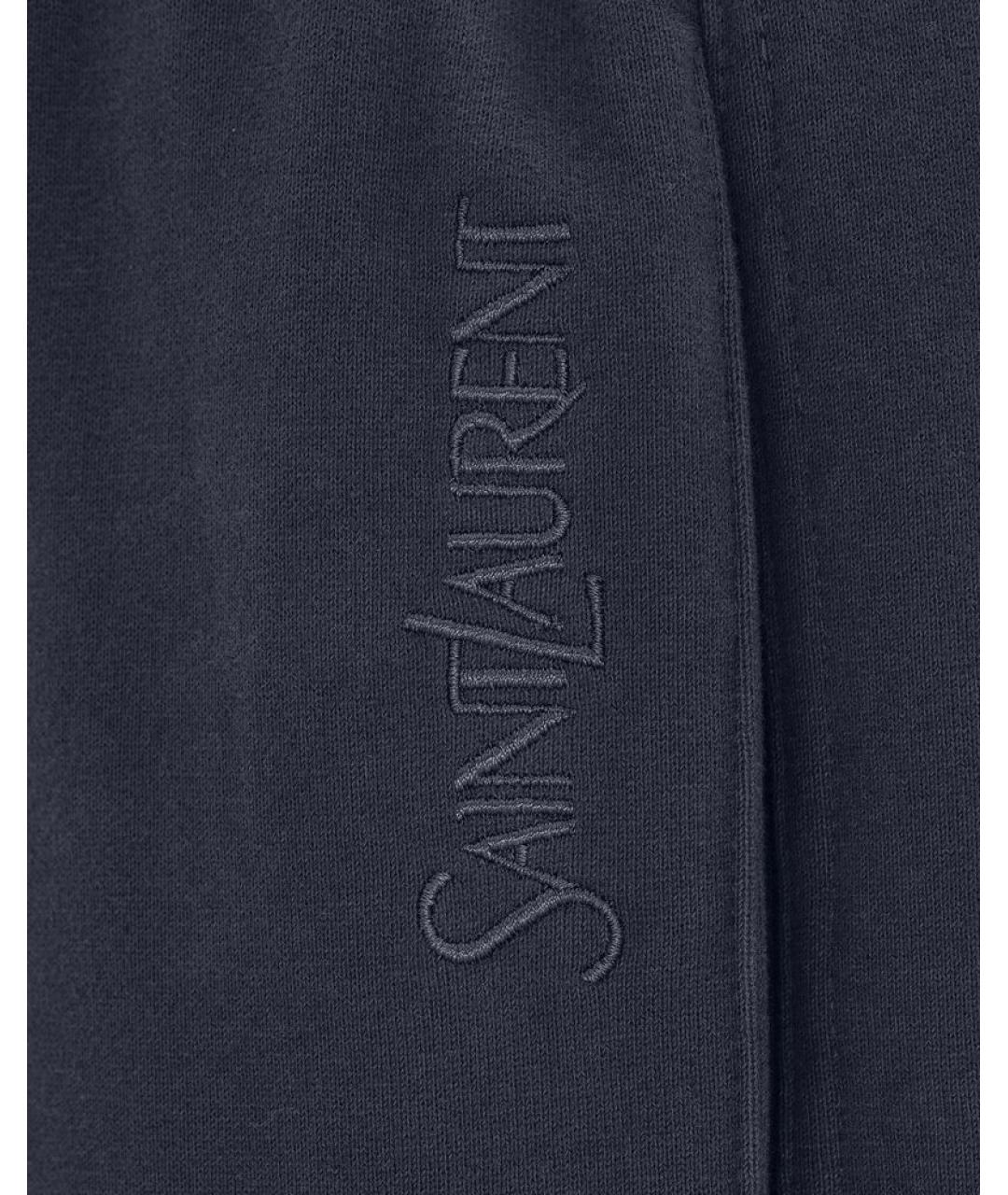 SAINT LAURENT Синие хлопковые повседневные брюки, фото 3