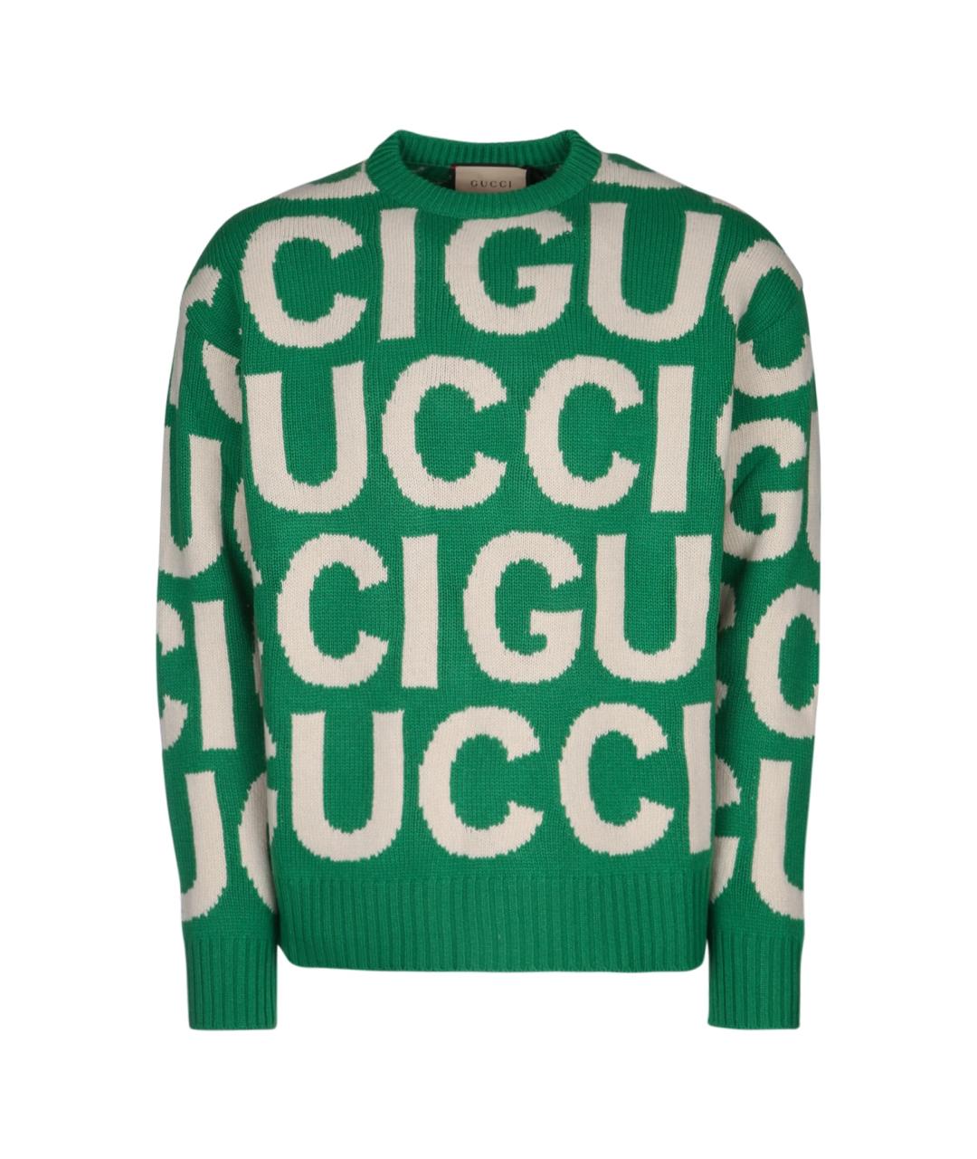 GUCCI Зеленый шерстяной джемпер / свитер, фото 1