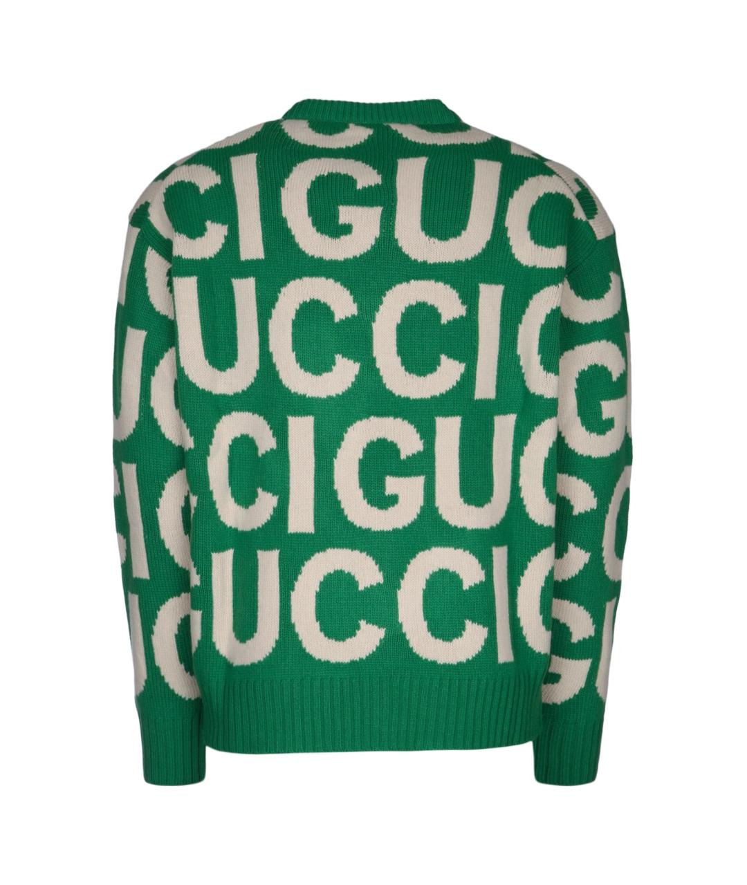 GUCCI Зеленый шерстяной джемпер / свитер, фото 2