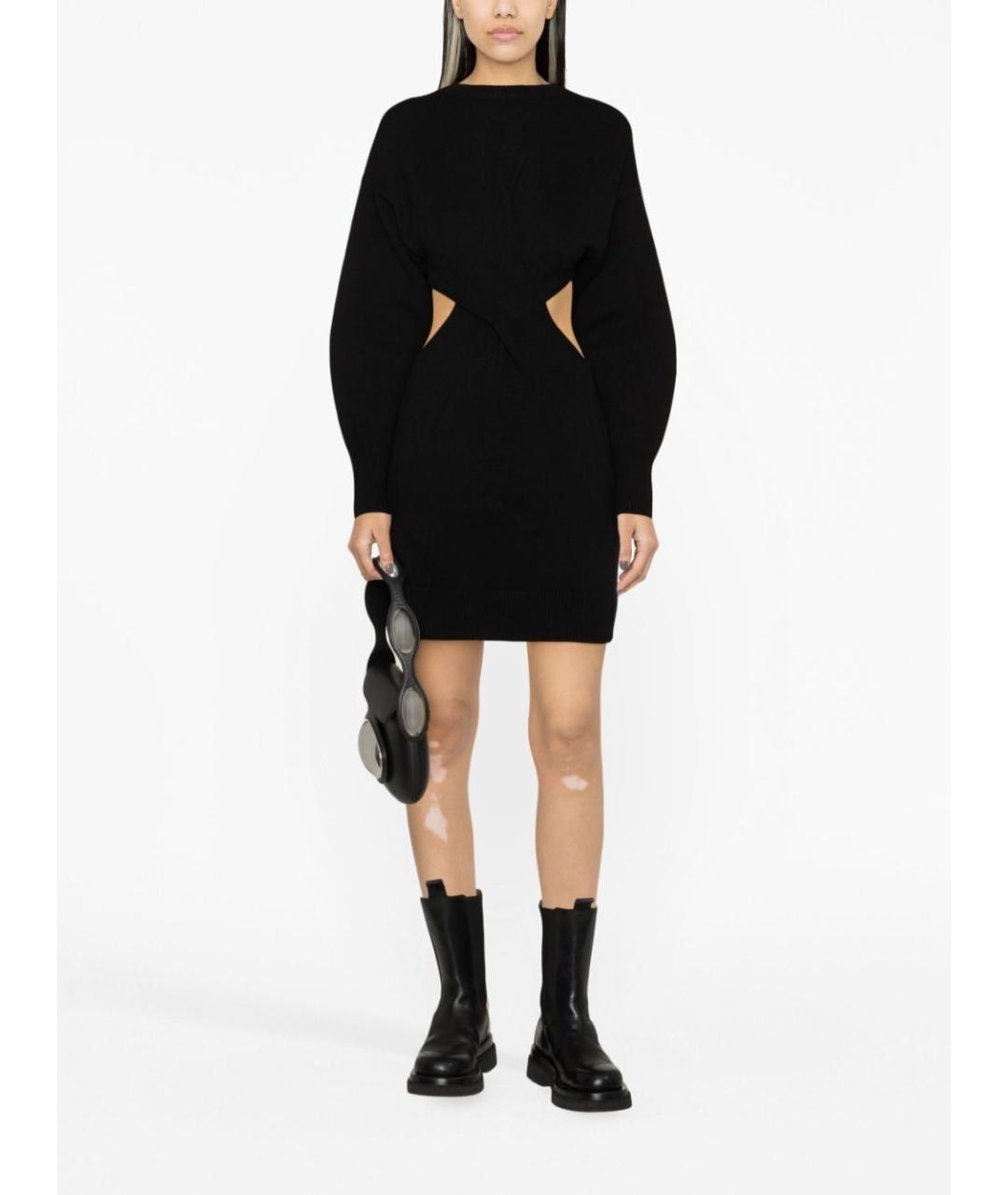 ALEXANDER MCQUEEN Черное кашемировое повседневное платье, фото 2