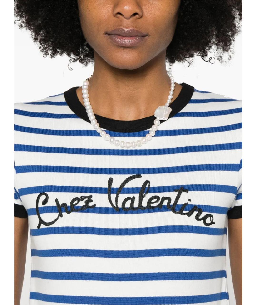VALENTINO Синяя хлопковая футболка, фото 2