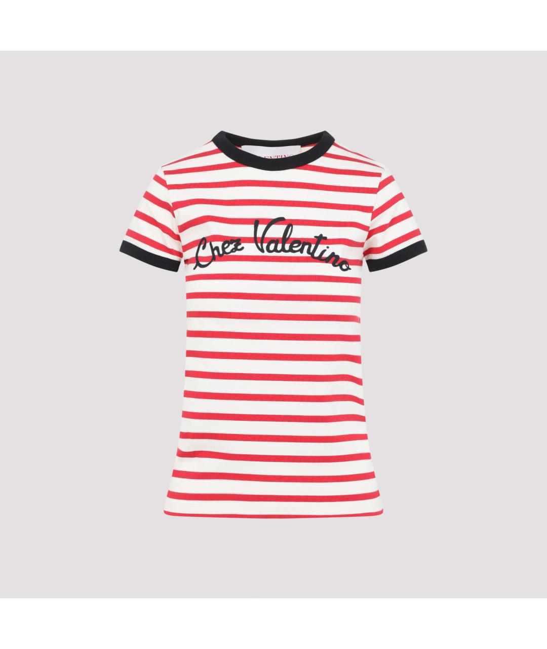 VALENTINO Красная хлопковая футболка, фото 2