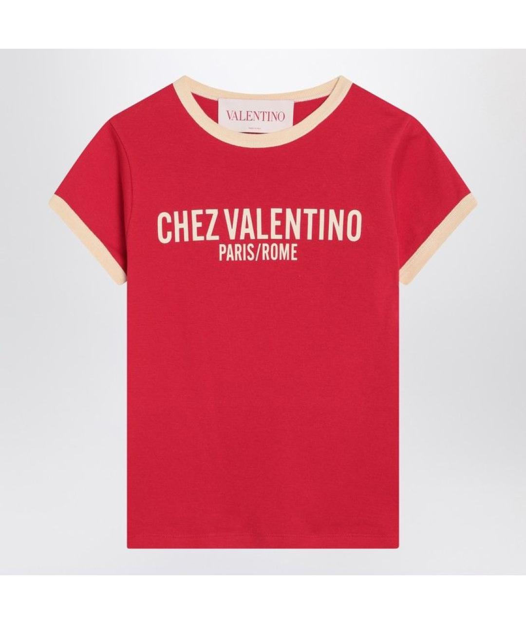 VALENTINO Красная хлопковая футболка, фото 3