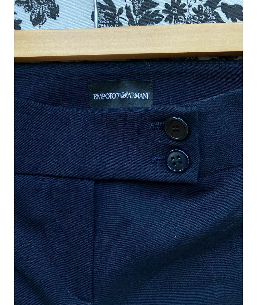 EMPORIO ARMANI Темно-синие шерстяные прямые брюки, фото 3