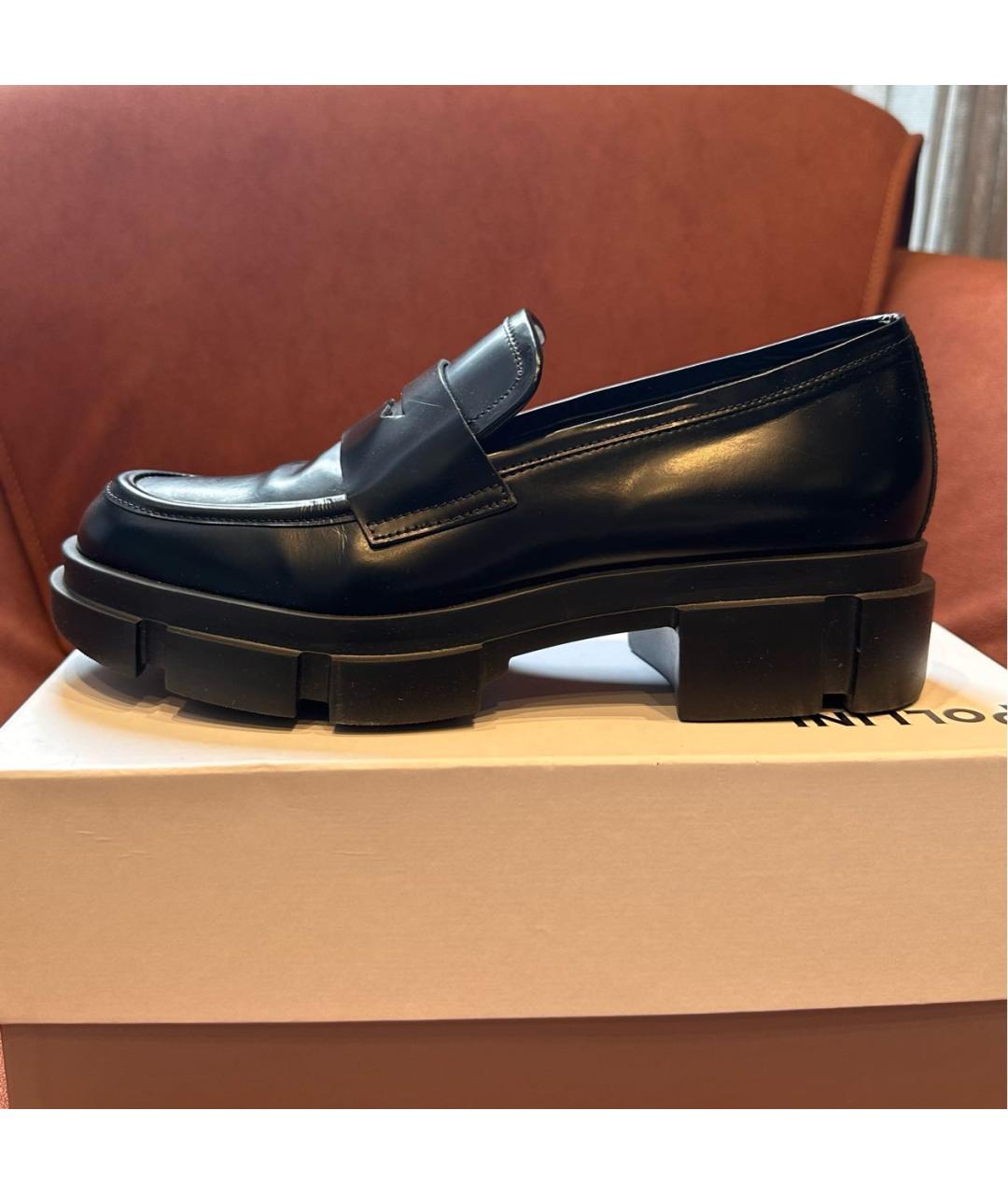 POLLINI Черные кожаные лоферы, фото 7