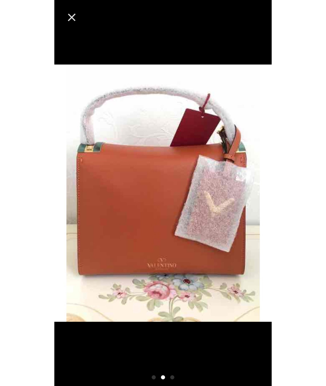 VALENTINO Оранжевая кожаная сумка тоут, фото 2