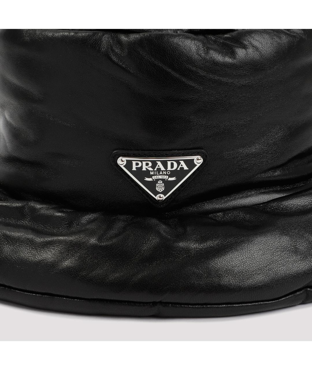 PRADA Черная кожаная панама, фото 4