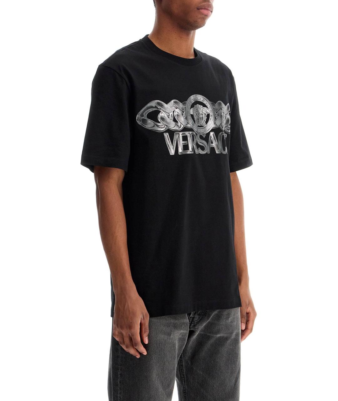 VERSACE Черная хлопковая футболка, фото 2
