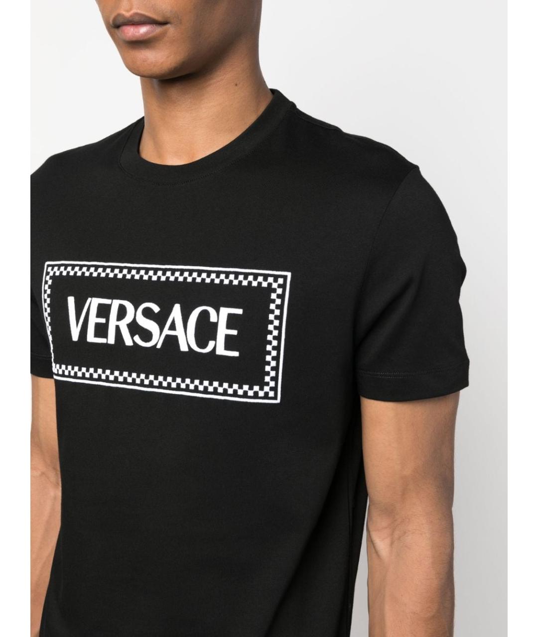 VERSACE Черная хлопковая футболка, фото 5