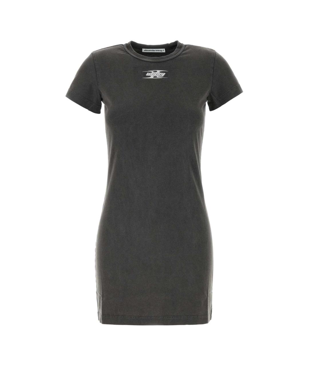 T BY ALEXANDER WANG Антрацитовое хлопковое повседневное платье, фото 1