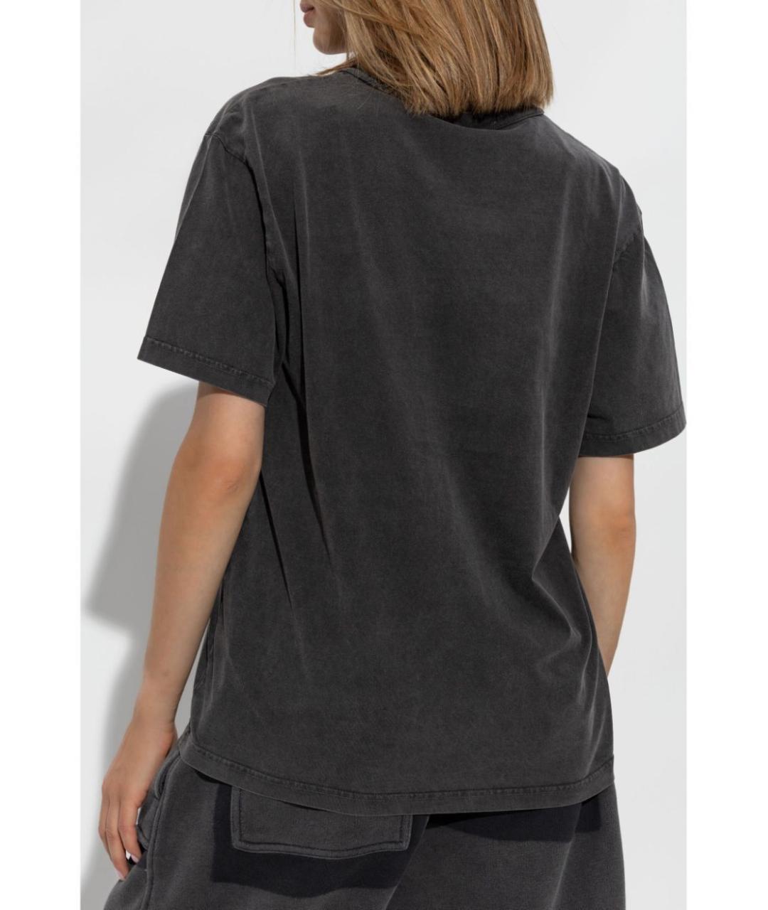 T BY ALEXANDER WANG Антрацитовая хлопковая футболка, фото 4