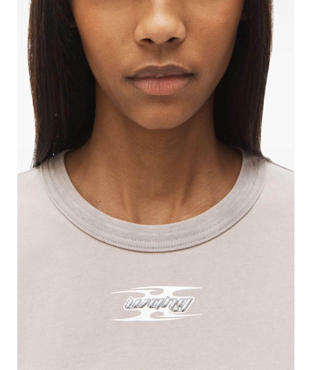 T BY ALEXANDER WANG Бежевая хлопковая футболка, фото 5