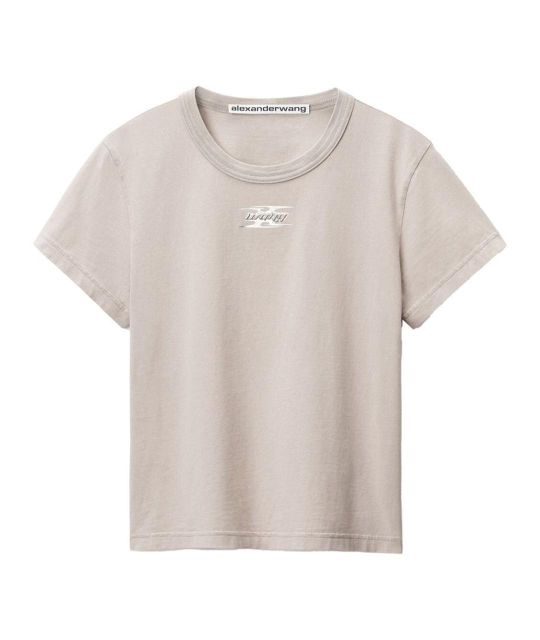 T BY ALEXANDER WANG Бежевая хлопковая футболка, фото 1