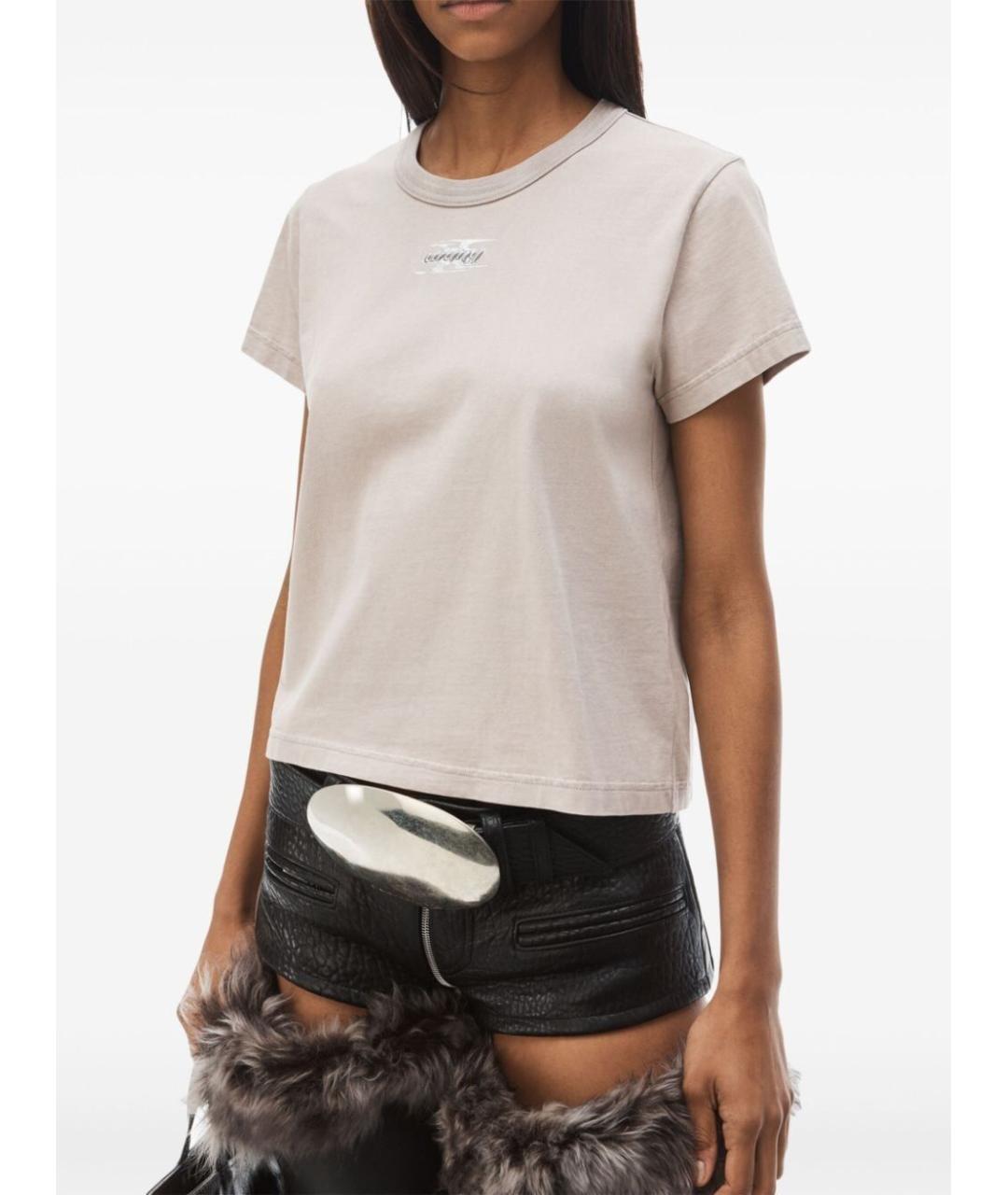 T BY ALEXANDER WANG Бежевая хлопковая футболка, фото 2
